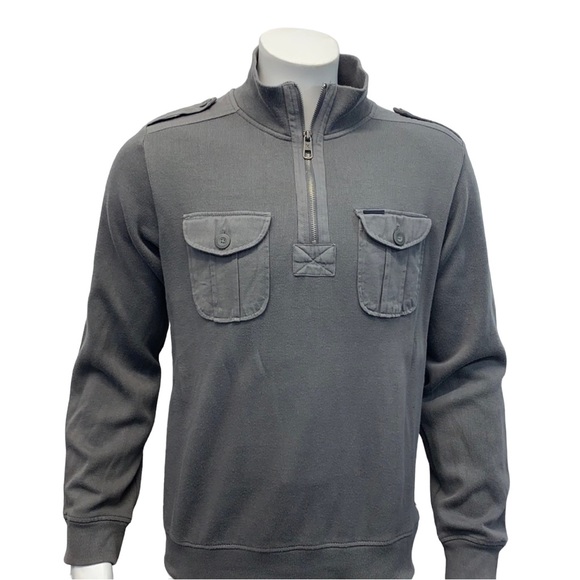 Marc Ecko Cut & Sew 1/4 Zip Long Sleeve Men’s Gray Mock Neck Sweater Size Medium - Picture 4 of 8